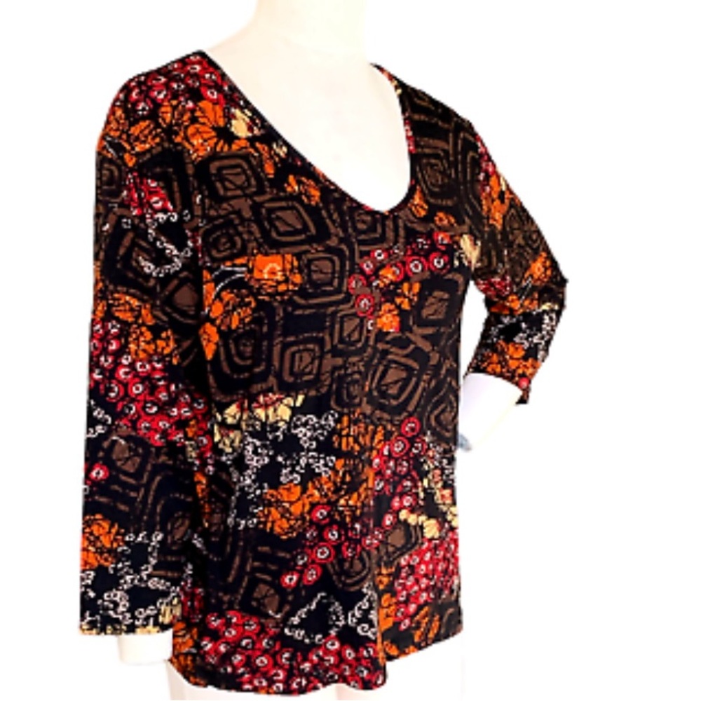 Chicos size 1 3/4 top shirt blouse fall colors medium